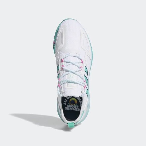 MEN\'S Adidas Originals ZX 2K Boost White Active Mint Shoes GX5373 main image 5